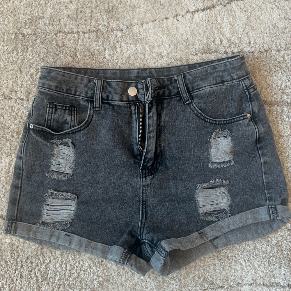 Black Distressed Jean Shorts size M